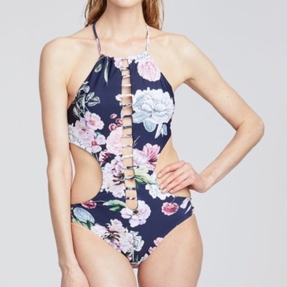 NWOT, RACHEL Rachel Roy Lattice Front Monokini Swimsuit - Picture 2 of 14